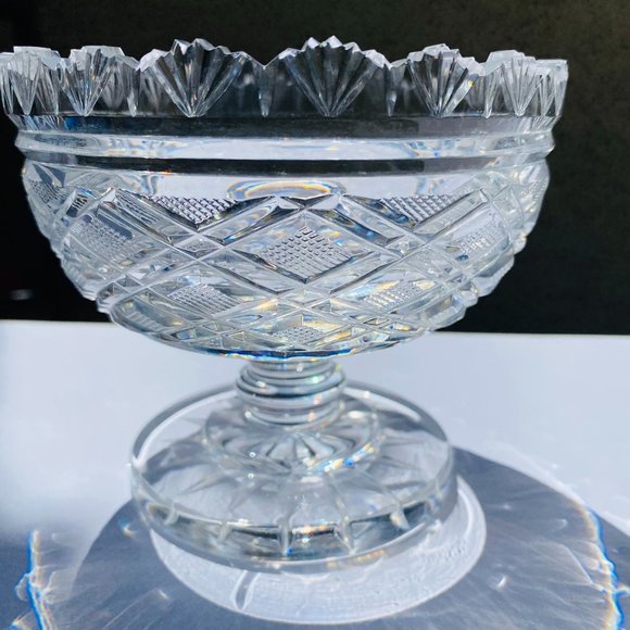 Waterford Crystal Other - Vintage Waterford Crystal Cut Glass Diamonds & Fans Footed Candy Dish
